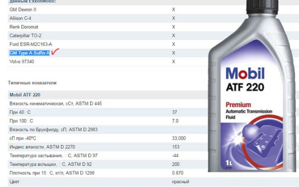 Трансмиссионное масло Mobil ATF 220 Трансмиссионное масло Mobil ATF 220